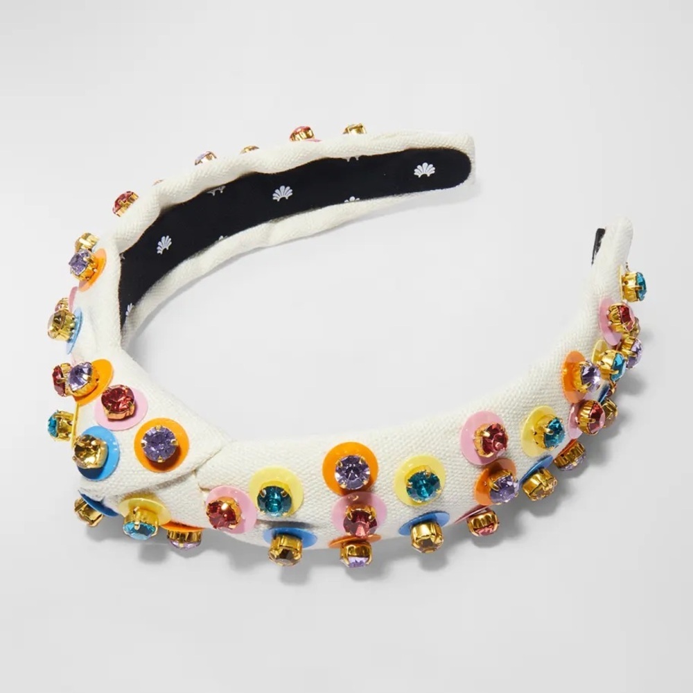 NWOT LELE SADOUGHI TAFFY RAINBOW GUMBALL CRYSTAL PAILLETTE SLIM KNOTTED HEADBAND